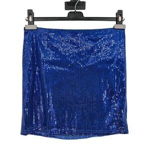 Blue Blush Blue Sequin Mini Skirt size Medium M NWT NYE Party Lined